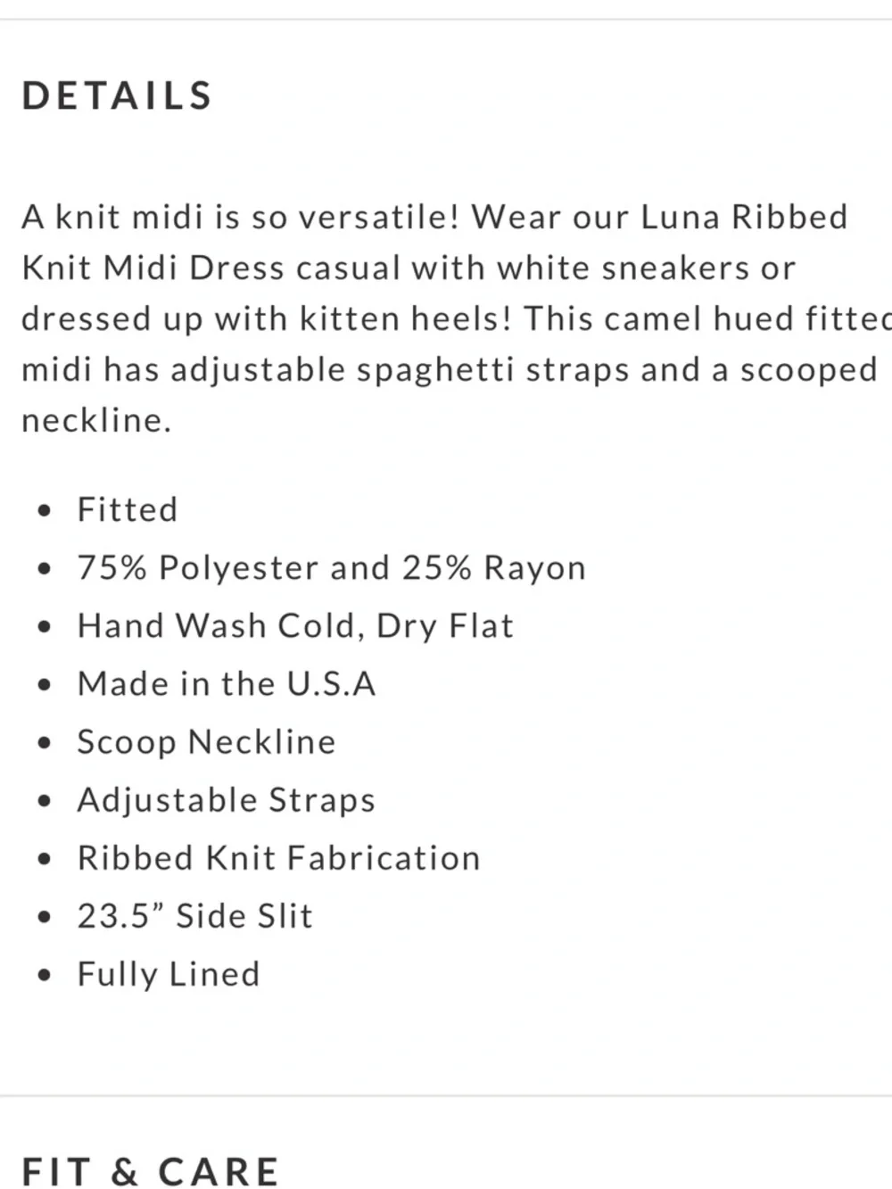 Vici & Hayley Luna Ribbed dress Carmel brown tan midi S Small spaghetti straps - Picture 3 of 11